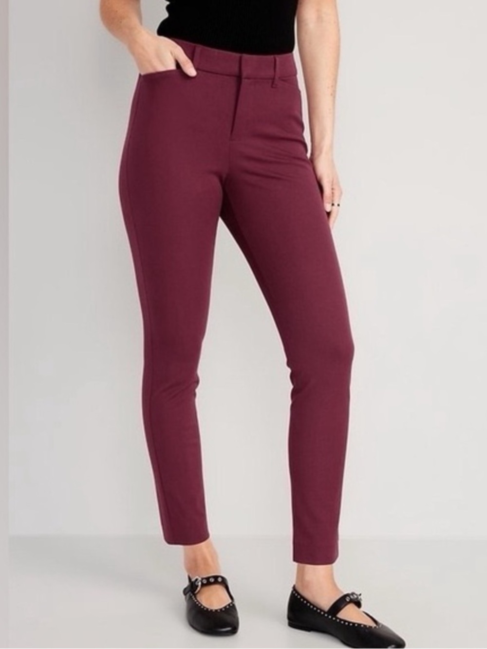 Old Navy High Rise Pixie Ankle Pants in "Wine Stain" Burgundy, Women's 16